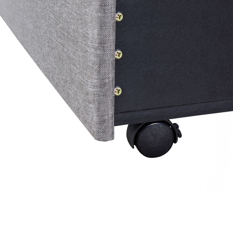 Merax Linen Upholstered Platform Bed with 3 Drawers