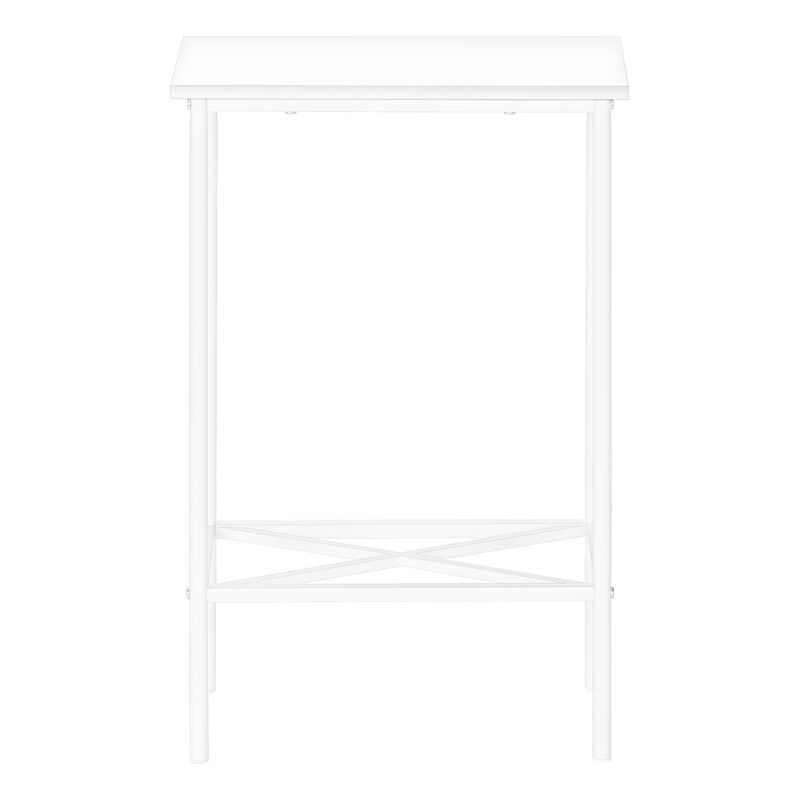 Monarch Specialties I 2079 Accent Table, Side, End, Narrow, Small, 2 Tier, Living Room, Bedroom, Metal, Laminate, White, Contemporary, Modern
