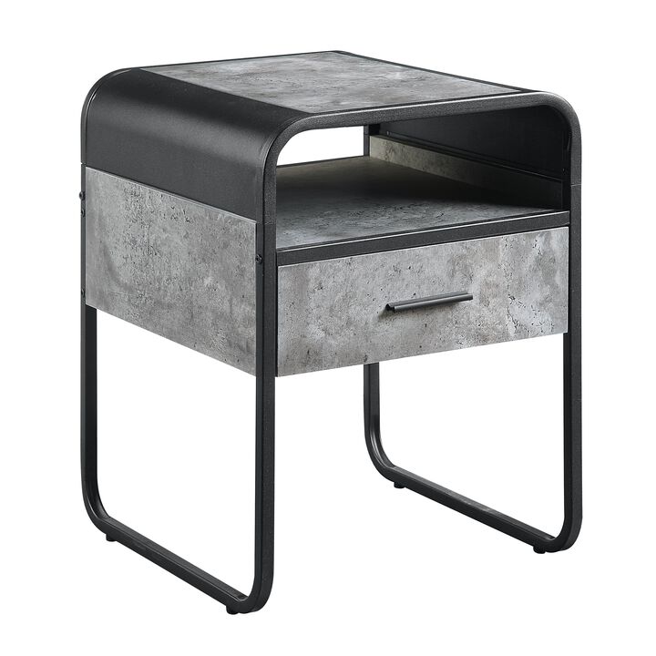 ACME Raziela End Table, Concrete Gray & Black Finish