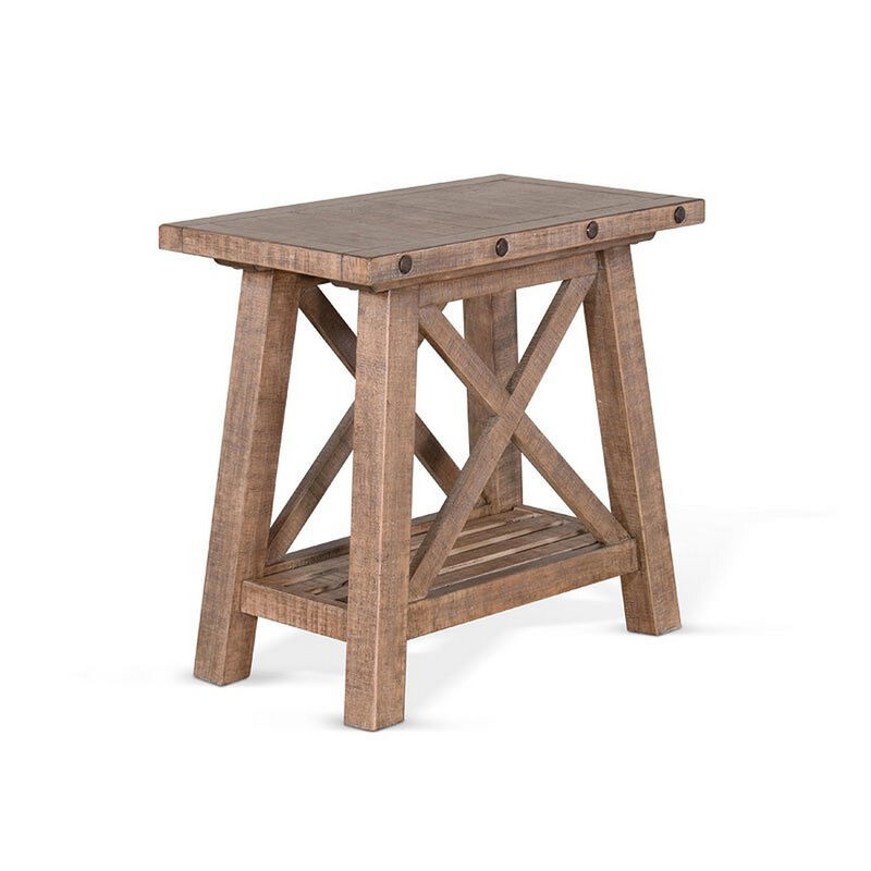 Anva Accent Chairside Table, Light Brown Mahogany, Rectangular 28 Inch - Benzara