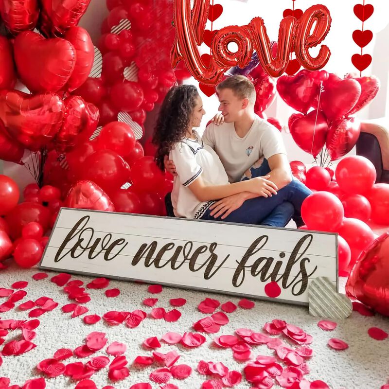 Valentines Day Decor,1113PCS Red Felt Garland Hanging String Hearts