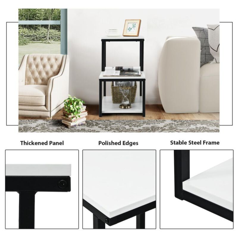 Hivvago 3-Tier End Table Sofa Side Table Ladder-Shaped with Storage Shelf