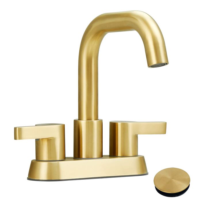Centerset Bathroom Sink Faucet 2 Handles with Drain and Water Supply Kit