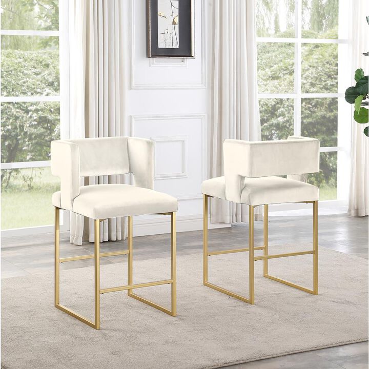 Lynx Velvet Bar Stools in Gold (Set of 2)
