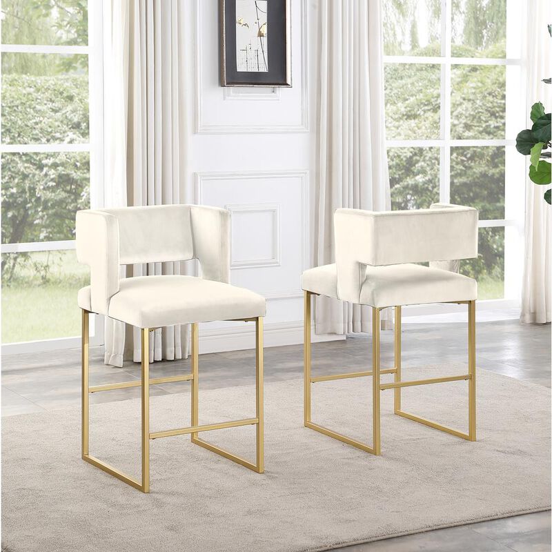 Lynx Velvet Bar Stools in Gold (Set of 2)