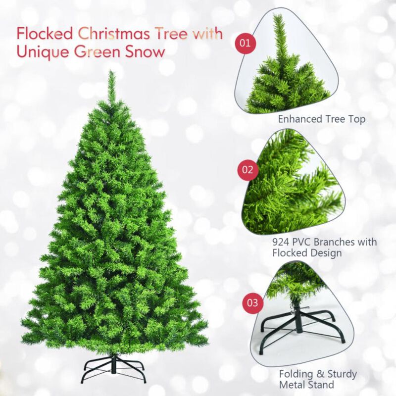 Hivvago 4.5/6.5/7.5 Feet Unlit Artificial Christmas Tree with Metal Stand