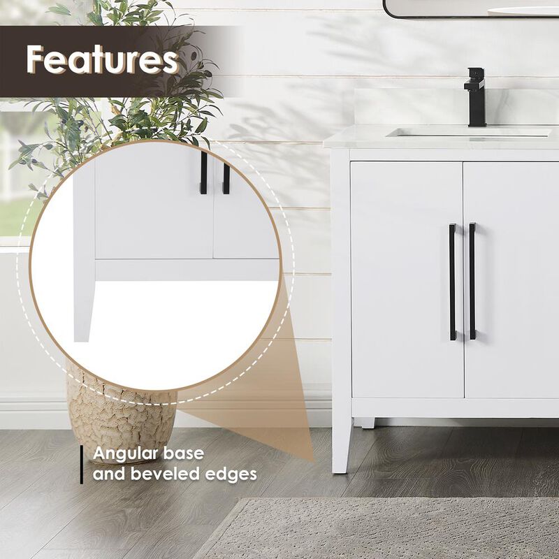 Altair Double Bathroom Cabinet Vanity Base in White without Top and Sink, no Mirror