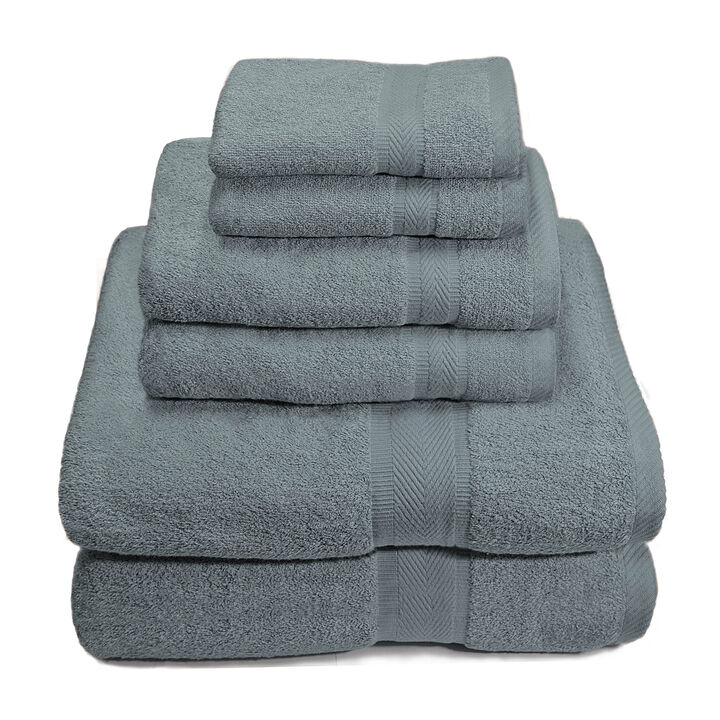 Plazatex Cozy Home 100% Cotton Towel Set - 6 Piece - 56"x56", Gray