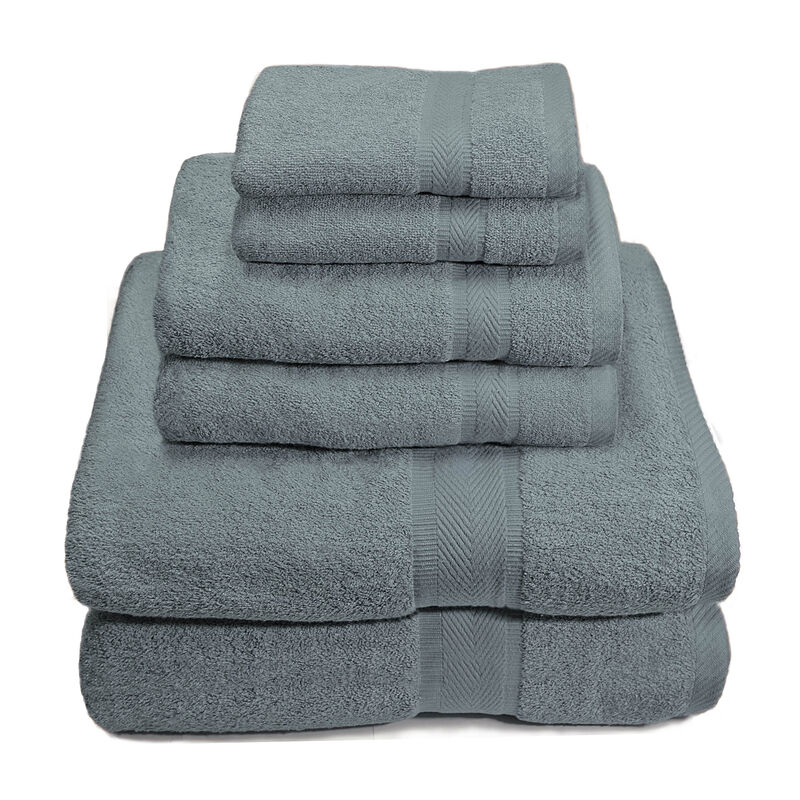 Plazatex Cozy Home 100% Cotton Towel Set - 6 Piece - 56"x56", Gray