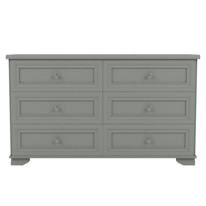 Merax 6 Drawers Dresser Storage Cabinet with Metal Handles