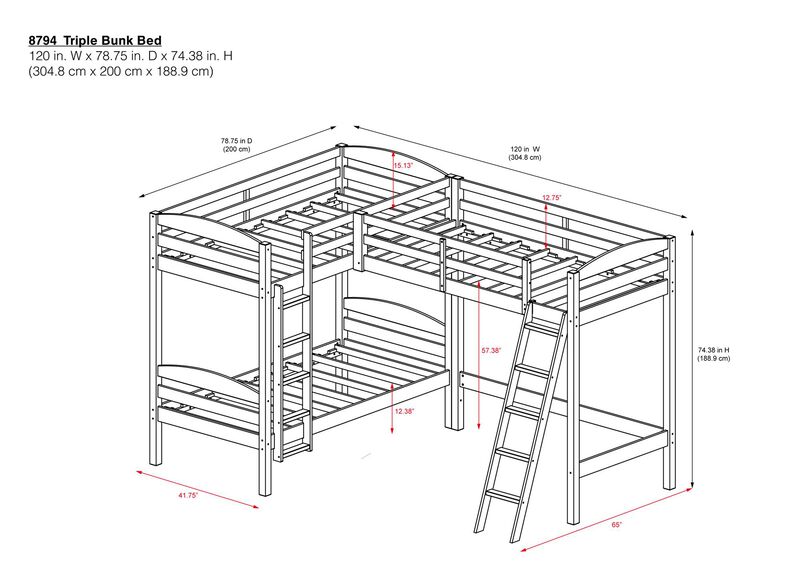 Giselle Triple Wood Bunk Bed