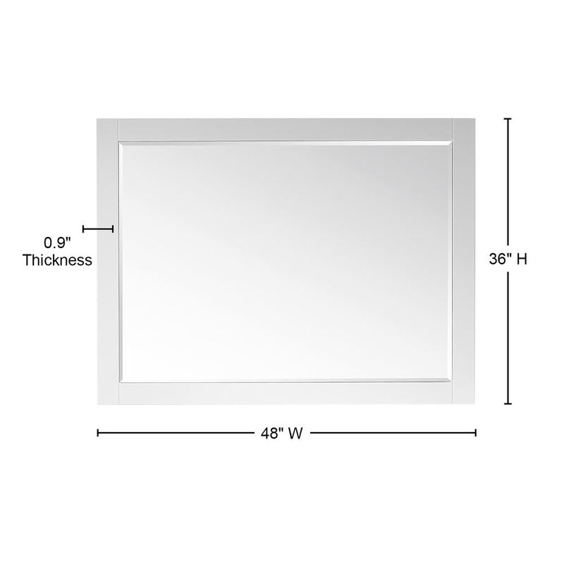 Altair 48 Rectangular Bathroom Wood Framed Wall Mirror in White