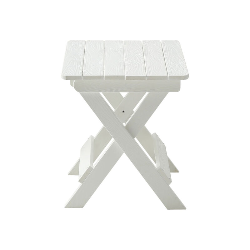 Hips Foldable Small Table And Chair Set With 2 Chairs And Rectangular Table White