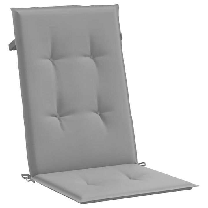 Zia 6pc Outdoor Highback Cushion for Chair, Tufted Gray Fabric 47 Inch - Benzara