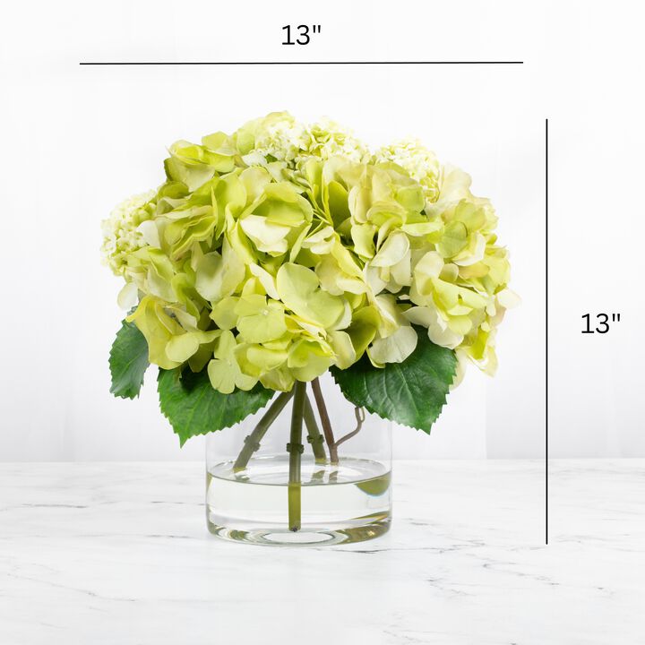 Silk hydrangeas centerpiece arrangement in vase