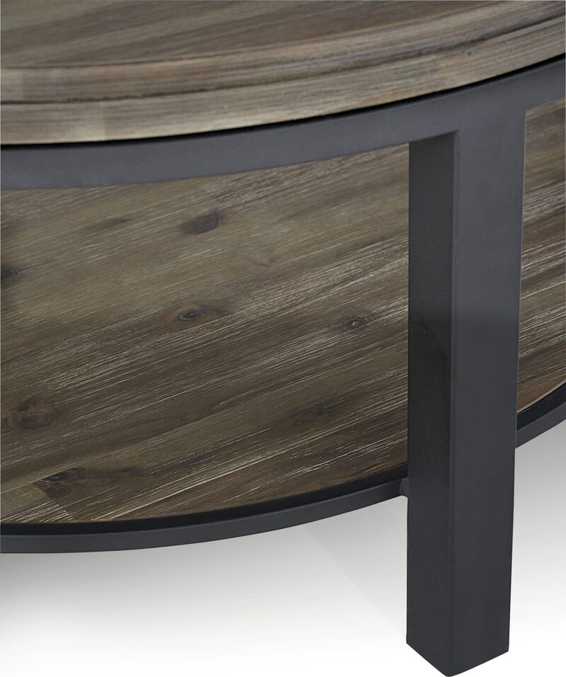 Canyon Solid Wood and Metal Round Coffee Table