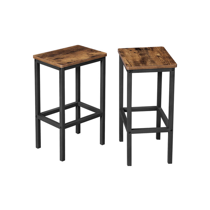 Bar Stools, Set of 2 Bar Chairs, Kitchen Breakfast Bar Stools with Footrest