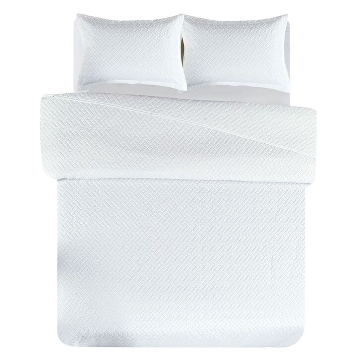 Legacy Decor 3 PCS Squared Stitched Pinsonic Reversible Lightweight All Season Bedspread Quilt Coverlet Oversized, Queen Size, Navy Color