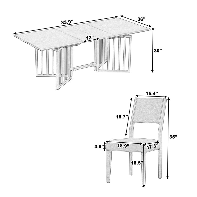 Merax Farmhouse 9-Piece Extendable Dining Table Chairs Set