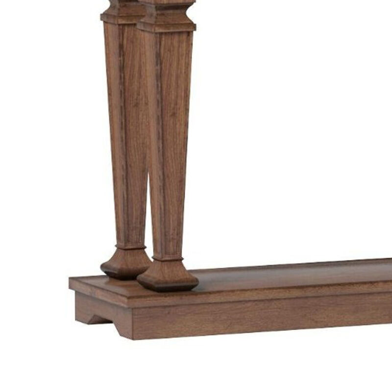 Wooden Console Table with One Bottom Shelf, Oak Brown-Benzara