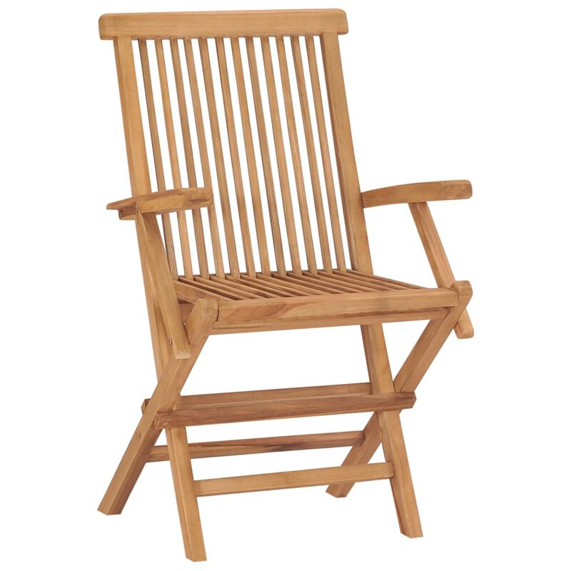 vidaXL Garden Chairs with Gray Cushions 2 pcs Solid Teak Wood
