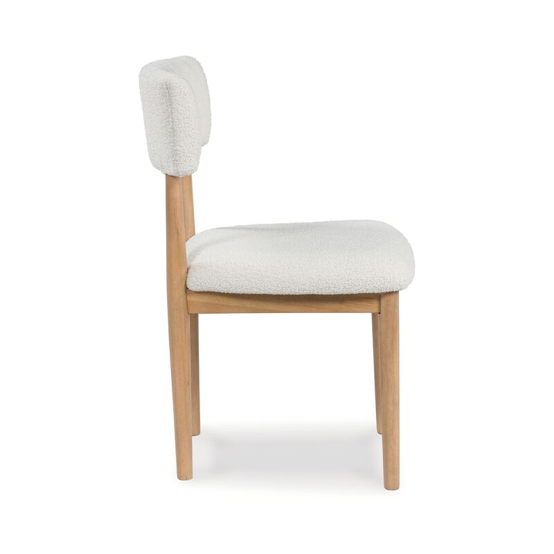 Awdyn Dining Side Chair Set of 2, Brown Solid Wood, White Seat Cushion - Benzara