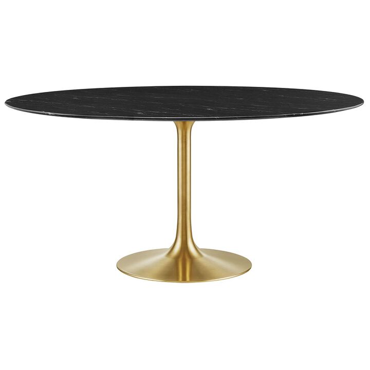 Modway - Lippa 60" Round Artificial Marble Dining Table Gold Black