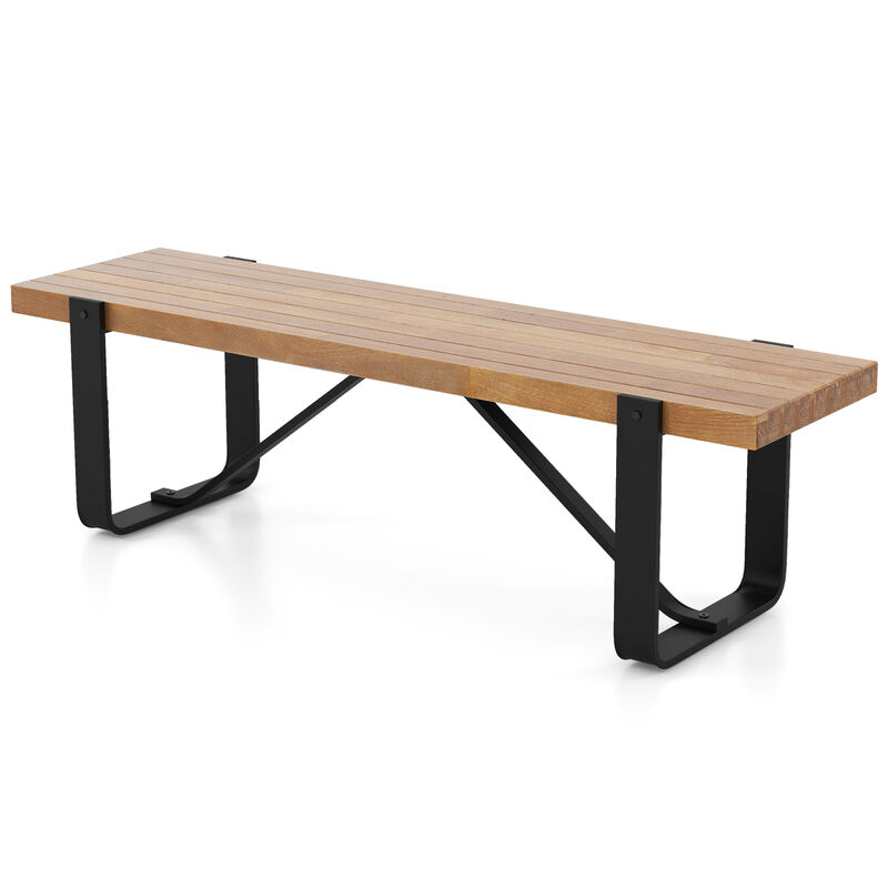 60 Inch Entryway Bench Rustic Farmhouse Wooden Shoe Rack with Metal Frame