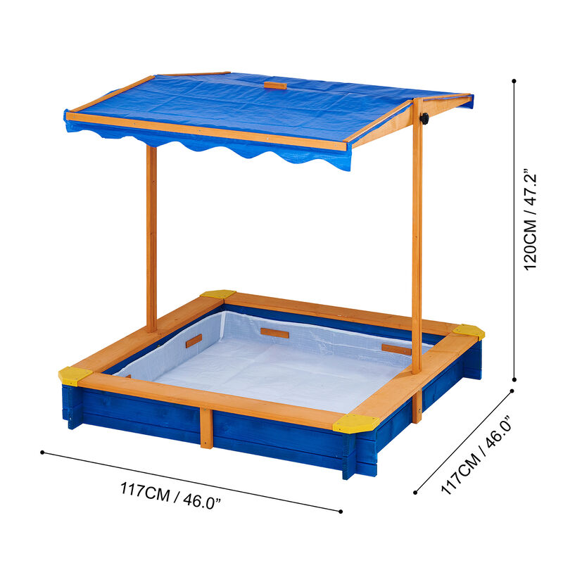 Teamson Kids - Outdoor Summer Sand Box - Wood / Blue