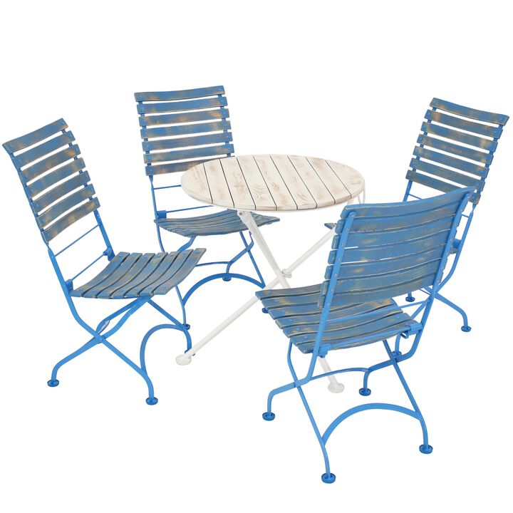 Sunnydaze Cafe Couleur Chestnut Wood 5-Piece Folding Bistro Set