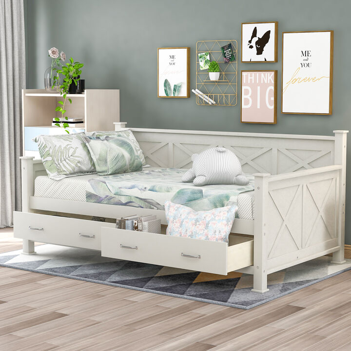Merax Wooden Modern and Rustic Casual Style Daybed Bed