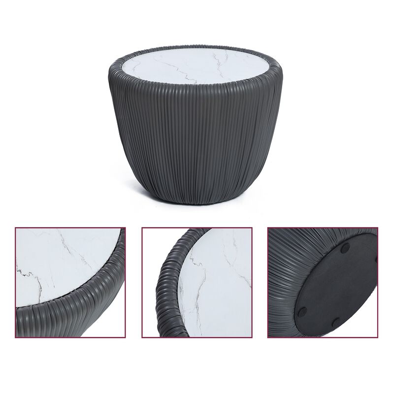 LuxenHome 15.8" H White Round Side Table