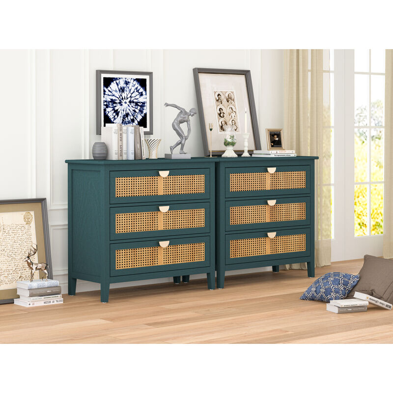 3 Drawer Cabinet, Natural Rattan, American Furniture, Suitable For Bedroom, Living Room, Study