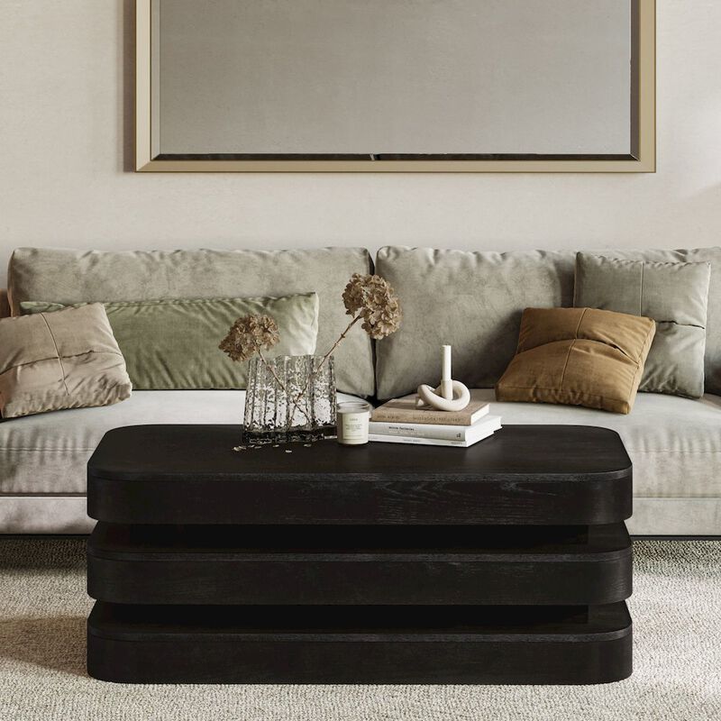 Jofran Brix Mid-Century Modern Floating Sculpture Layered Coffee Table