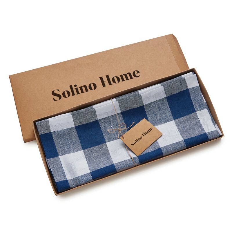 Solino Home 100% Pure Linen 14 x 19 Inch Placemats Set of 4 | Buffalo Check