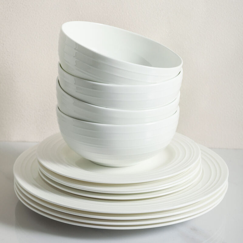 Stone Lain Eleanor Bone China 16 Piece Dinnerware Set, White
