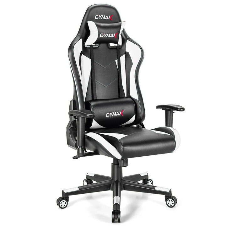 Costway Gaming Chair Adjustable Swivel Racing Style Computer Office Chair White