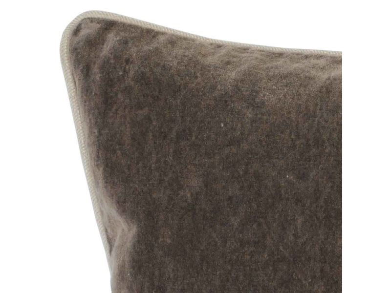 Rectangular Fabric Throw Pillow with Solid Color and Piped Edges, Brown - Benzara