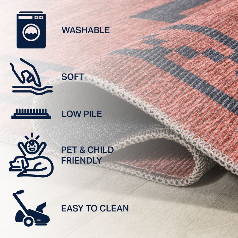 Korsa Geometric Medallion Machine Washable Area Rug