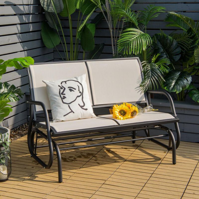 Hivvago Swing Glider Chair 48 Inch Loveseat Rocker Lounge Backyard