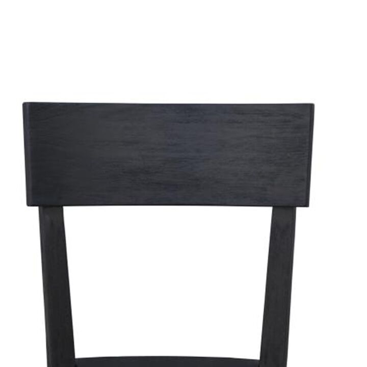 Dining Side Chair Set of 2, Curved Backrest and Tapered Legs, Black - Benzara