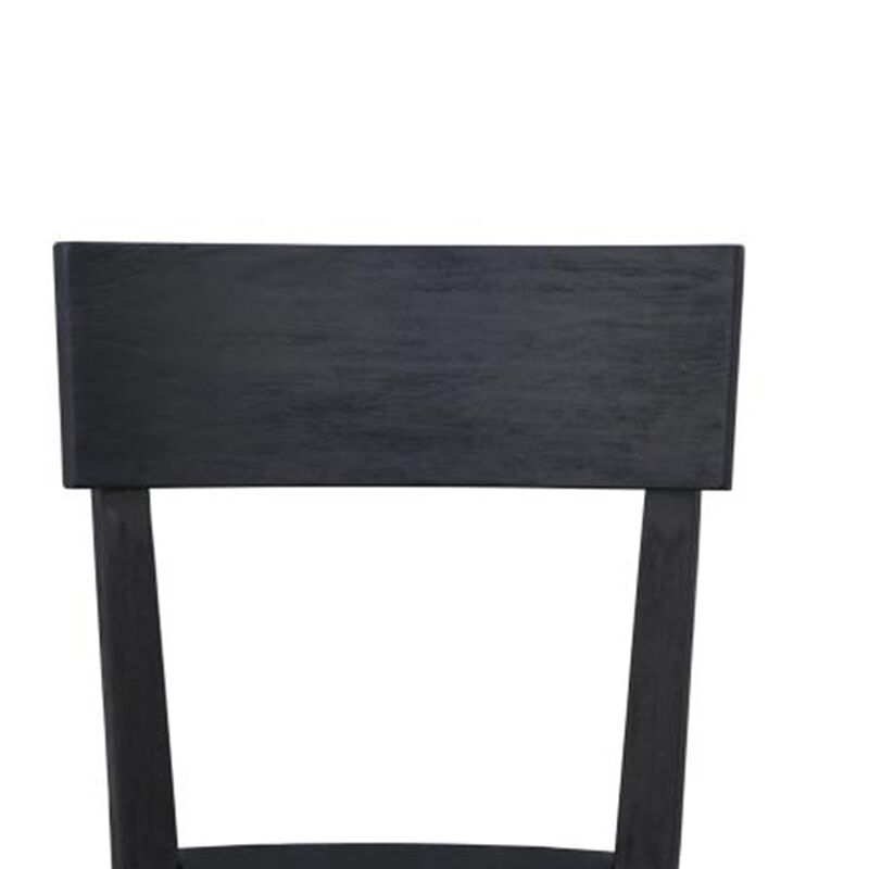 Dining Side Chair Set of 2, Curved Backrest and Tapered Legs, Black - Benzara