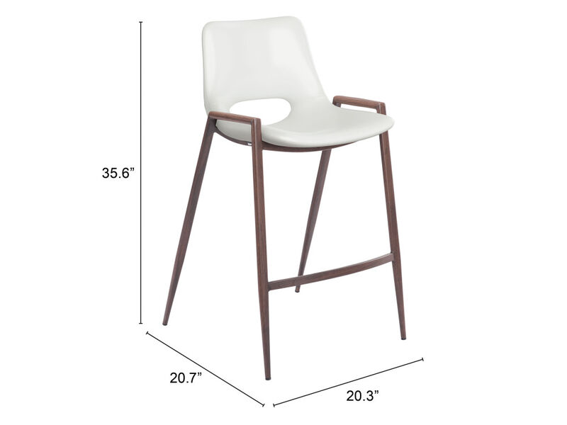 Desi Counter Stool (Set of 2) White & Walnut