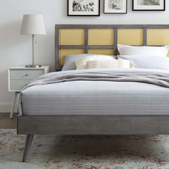 Modway - Sidney Cane and Wood Full Platform Bed with Splayed Legs