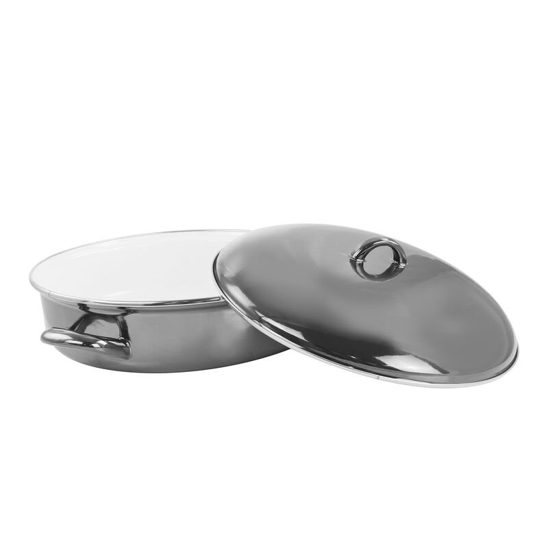 Gibson Home 5 Quart Gray Enamel on Steel Braiser Pan with Lid