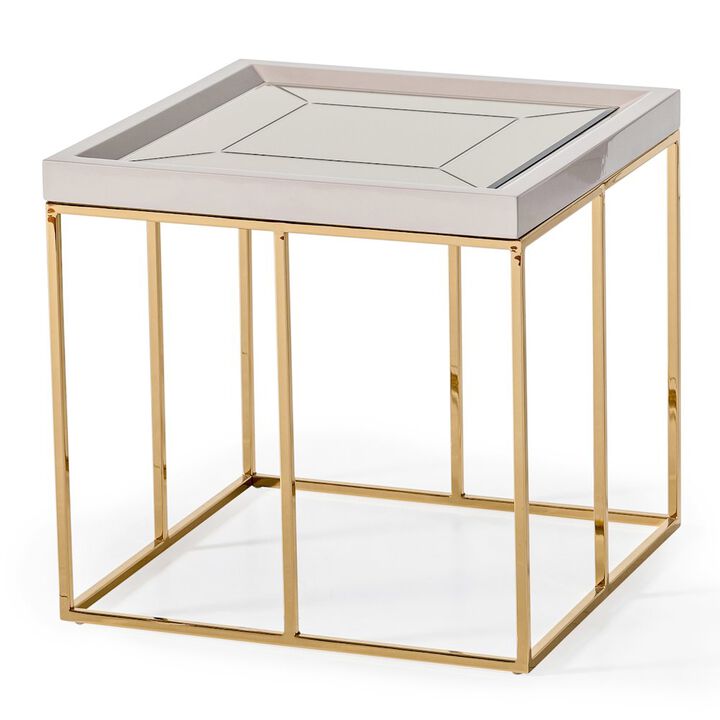 Michael Amini Carmela Side Table - Shimmer Ivory