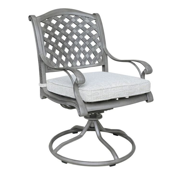 Mace Outdoor Dining Swivel Rocker Chair Set of 2, Aluminium, Golden Beige