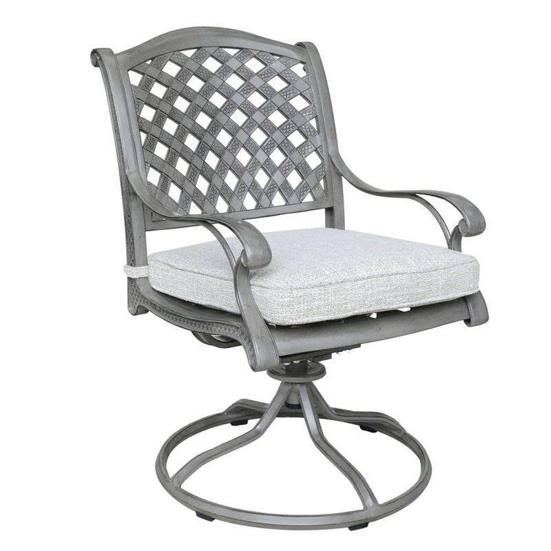 Mace Outdoor Dining Swivel Rocker Chair Set of 2, Aluminium, Golden Beige