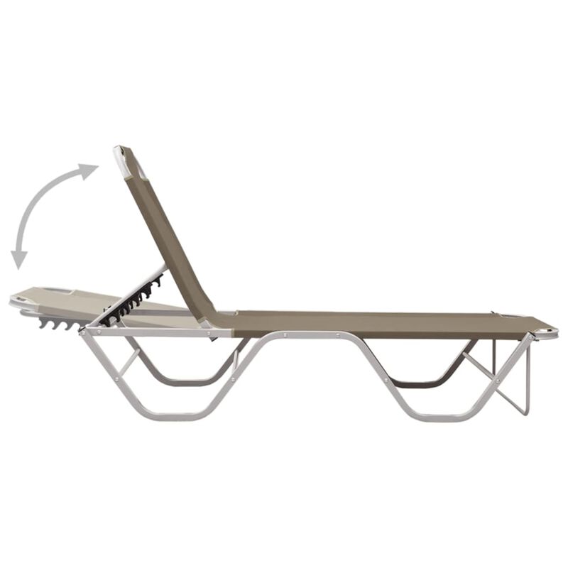 vidaXL Outdoor Sun Lounger - Aluminum and Textilene Construction, Adjustable Reclining Positions, Taupe and Silver, Ideal for Beach Camping and Garden Leisure, Assembly Required