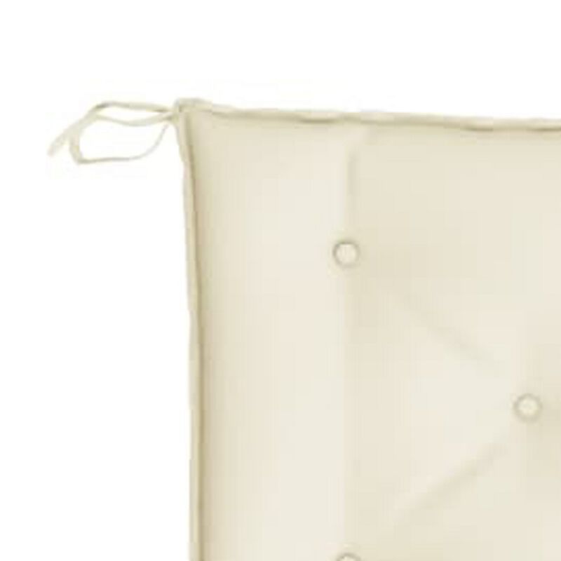 Claire Outdoor Cushion for Bench, Tufted White Oxford Fabric, 59 Inch - Benzara